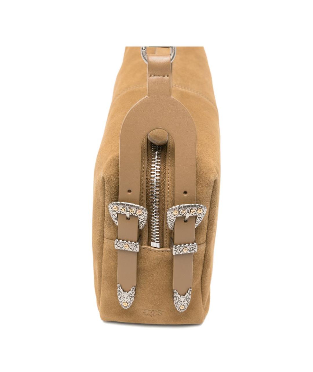 PINKO Коричневая кожаная сумка через плечо, фото 2