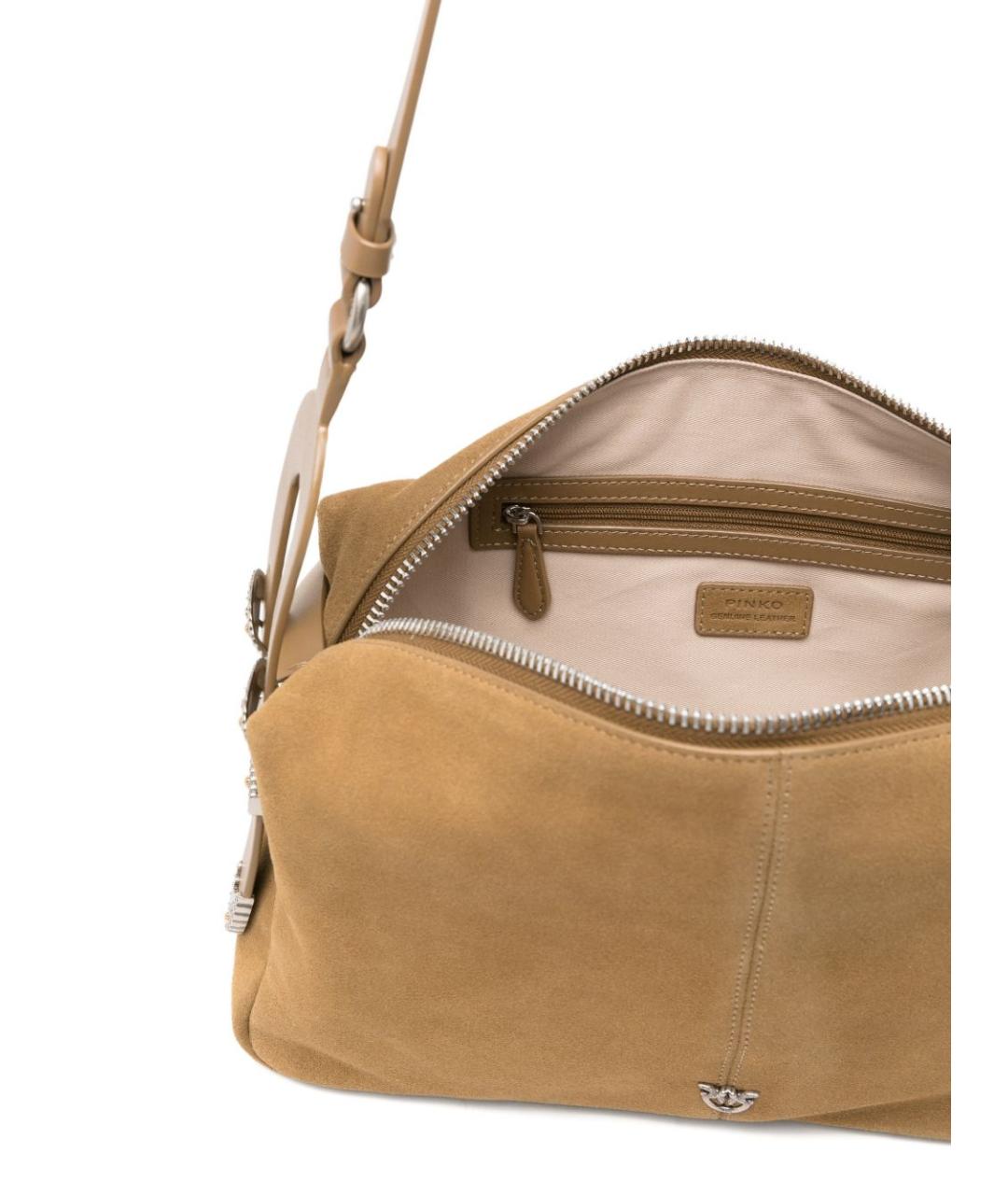 PINKO Коричневая кожаная сумка через плечо, фото 5