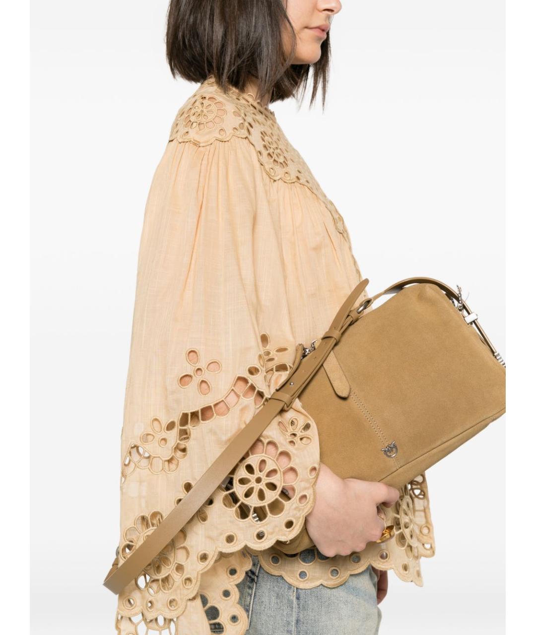 PINKO Коричневая кожаная сумка через плечо, фото 4