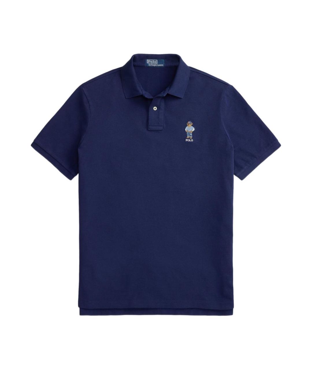 POLO RALPH LAUREN Темно-синее хлопковое поло с коротким рукавом, фото 1