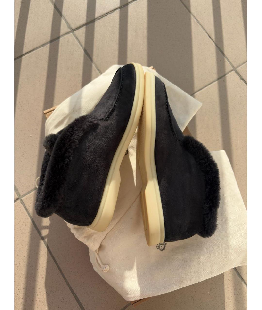 LORO PIANA Черные замшевые ботинки, фото 8