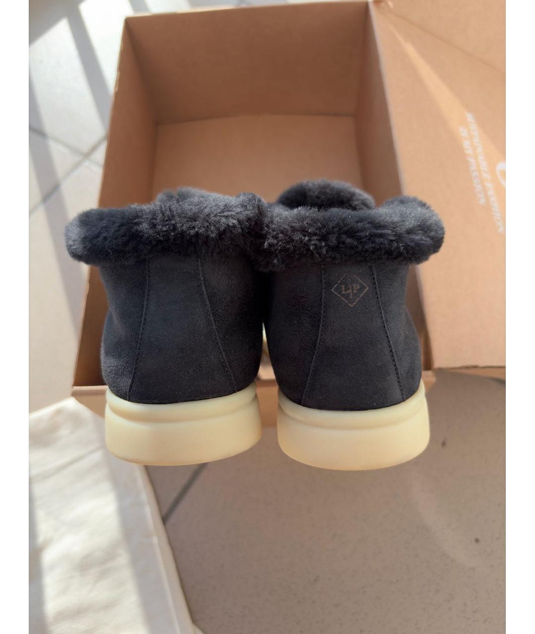 LORO PIANA Черные замшевые ботинки, фото 4