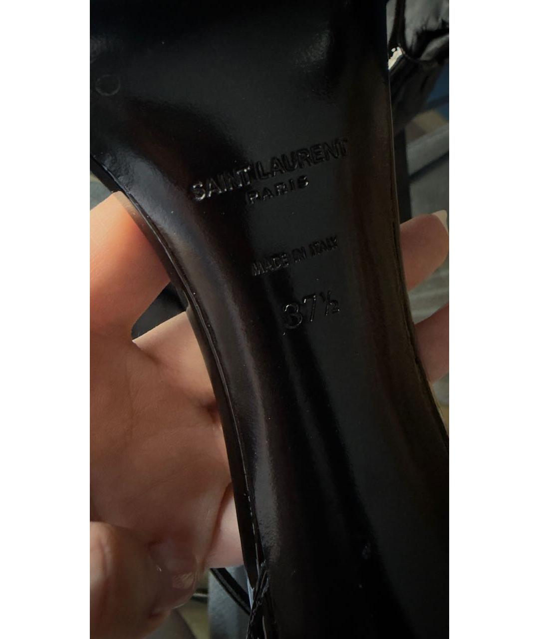 SAINT LAURENT Черные босоножки из лакированной кожи, фото 7