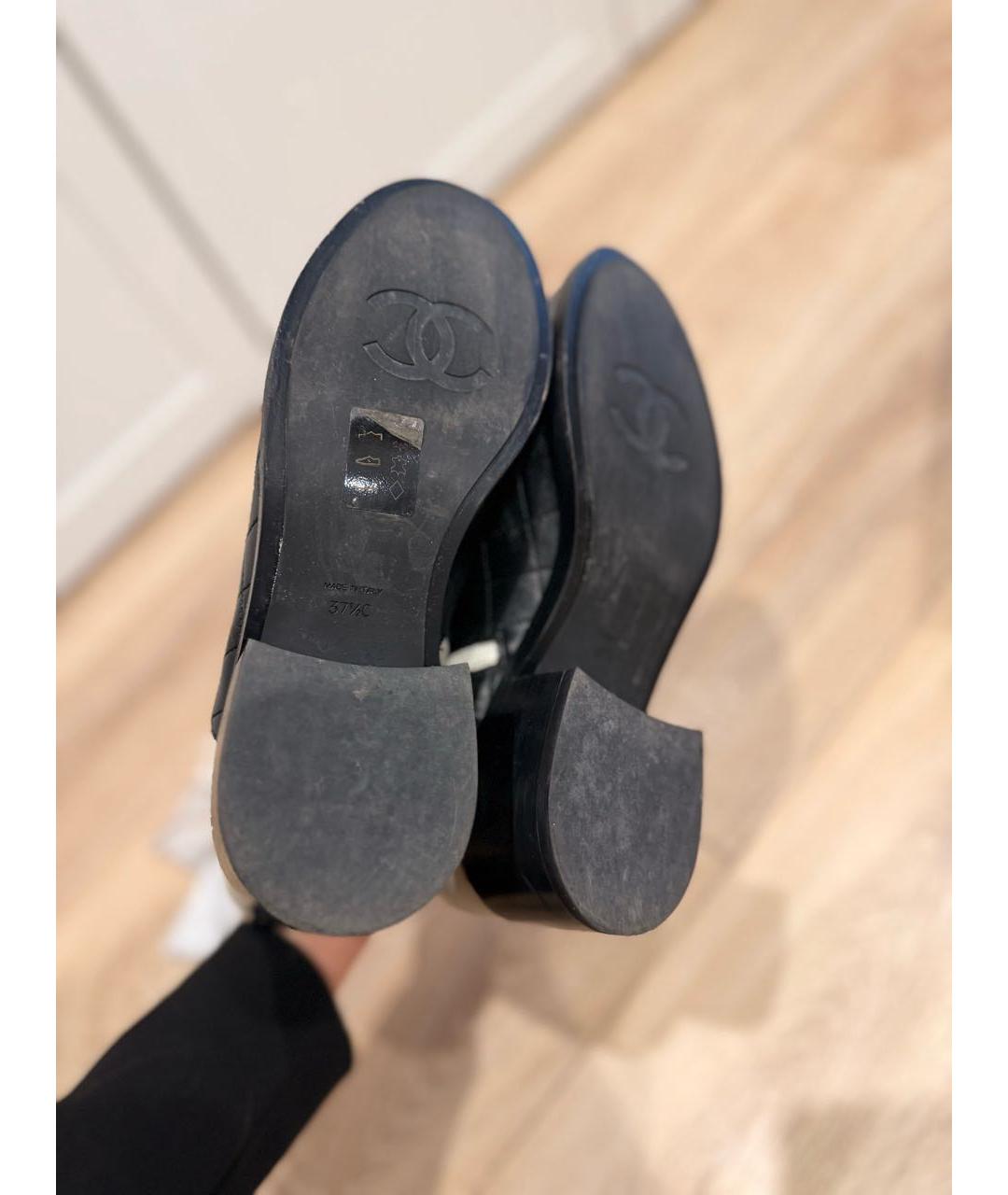 CHANEL Черные кожаные ботинки, фото 6