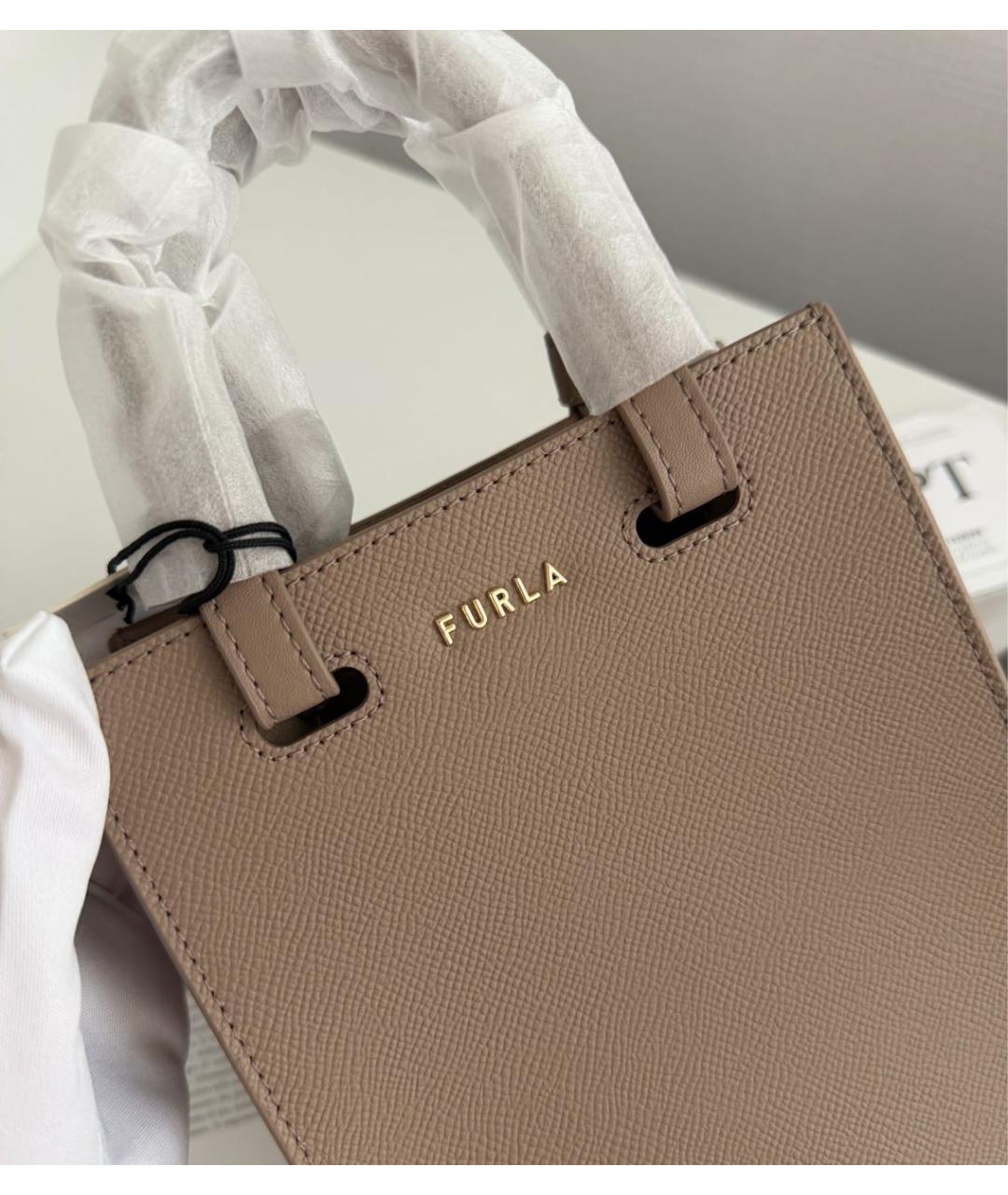 FURLA Коричневая кожаная сумка через плечо, фото 3