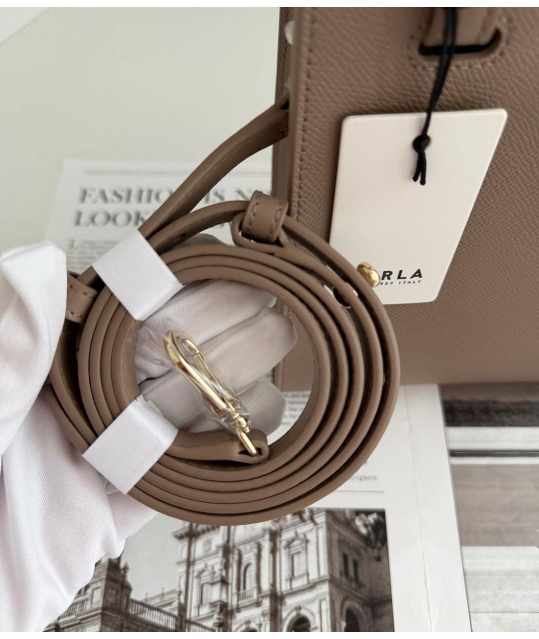 FURLA Коричневая кожаная сумка через плечо, фото 6