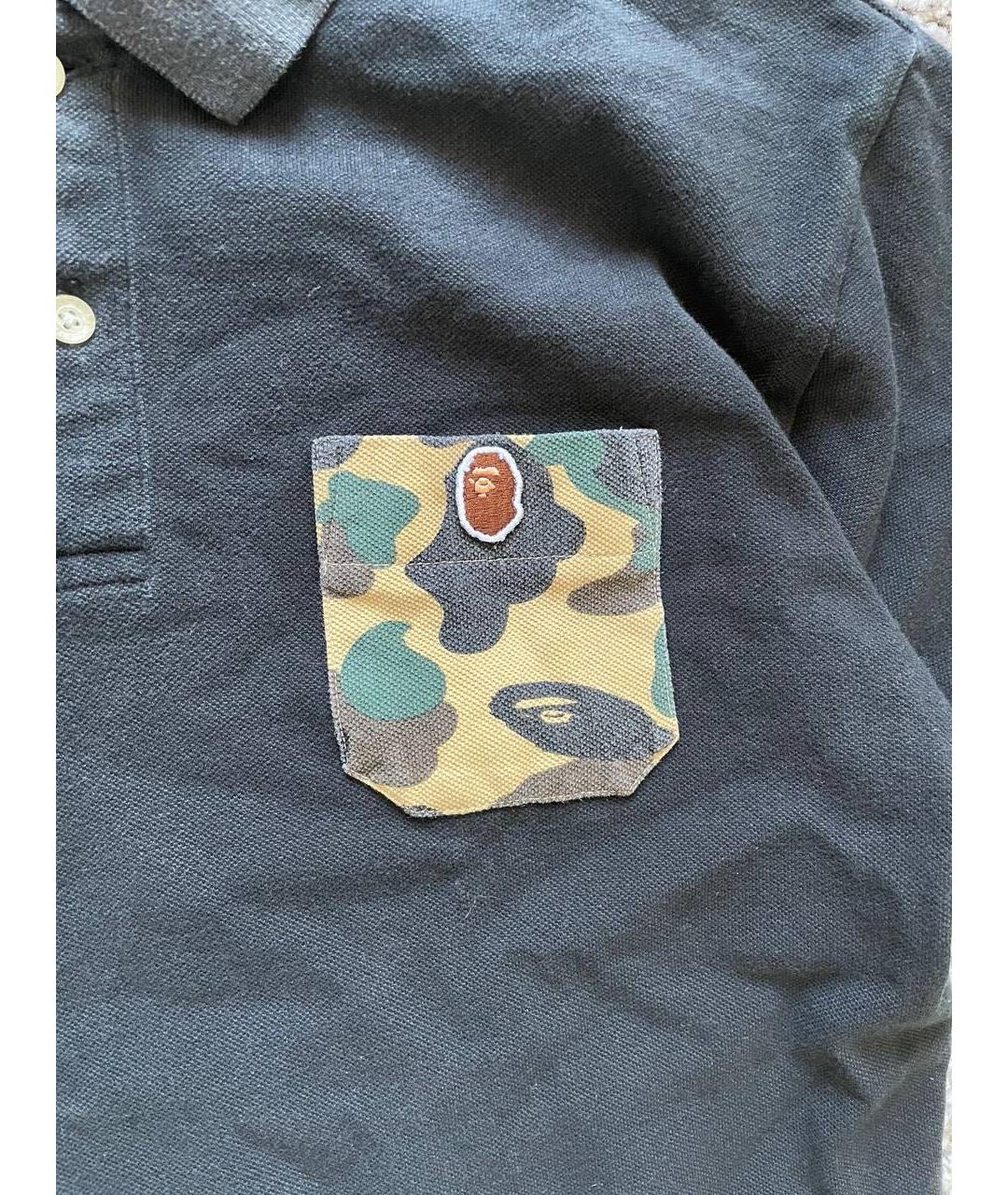 BAPE Черное хлопковое поло с коротким рукавом, фото 2