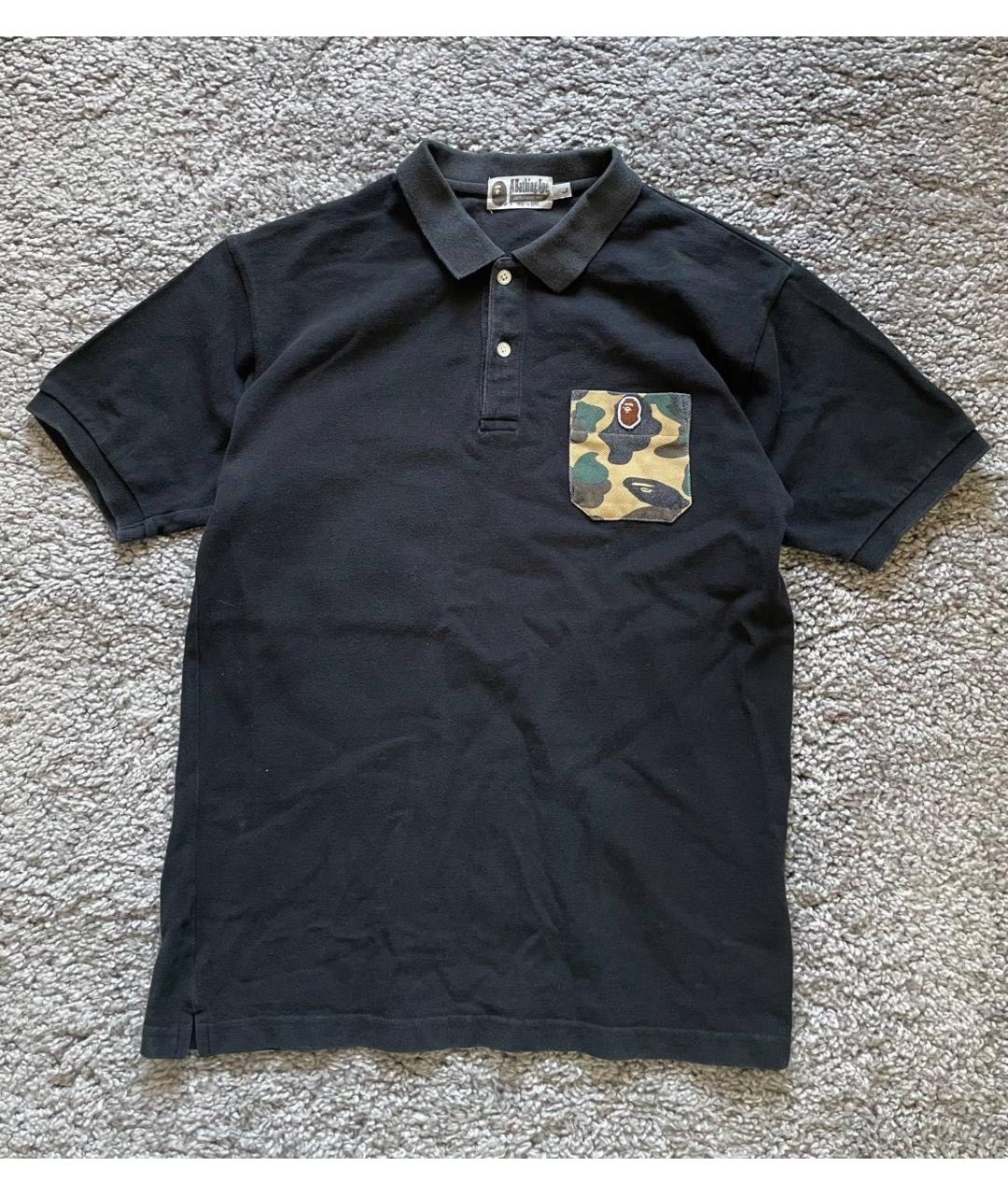 BAPE Черное хлопковое поло с коротким рукавом, фото 5