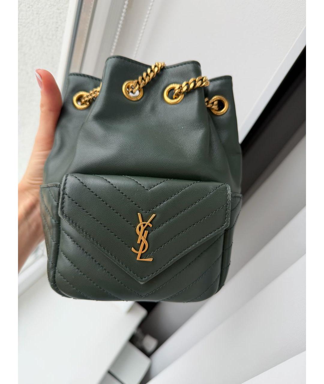 SAINT LAURENT Зеленая кожаная сумка через плечо, фото 5