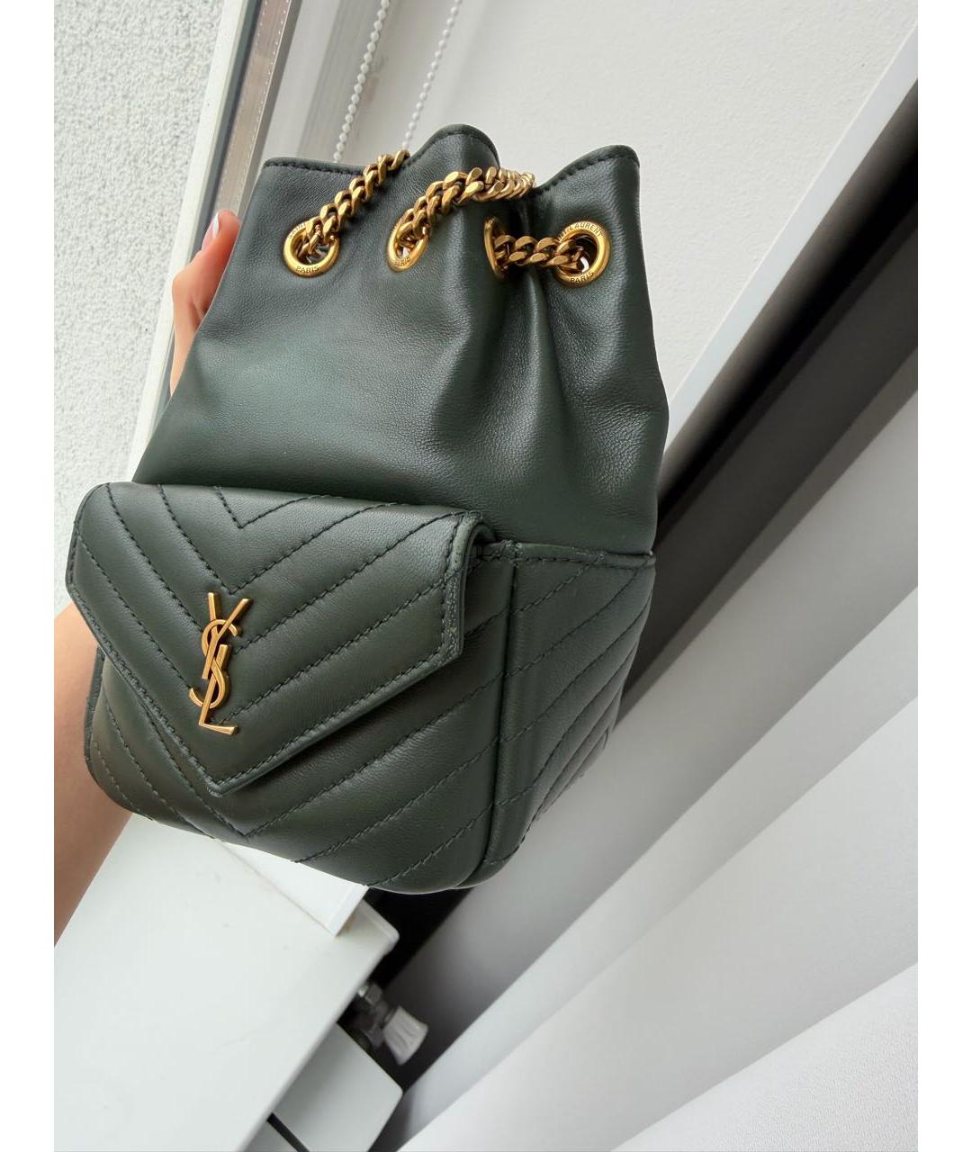 SAINT LAURENT Зеленая кожаная сумка через плечо, фото 4