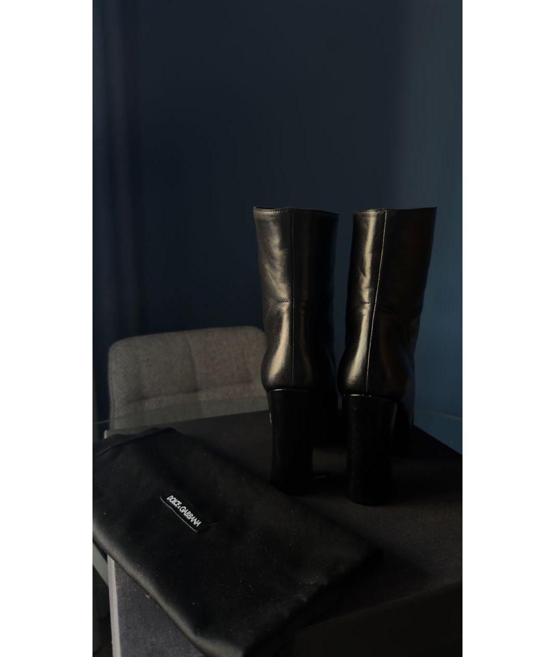 DOLCE&GABBANA Черные кожаные ботинки, фото 5