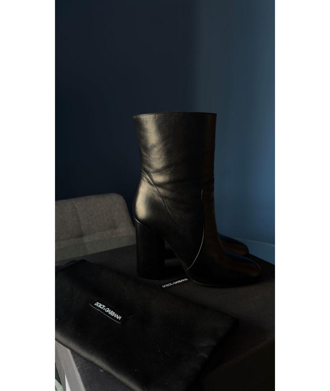 DOLCE&GABBANA Черные кожаные ботинки, фото 2