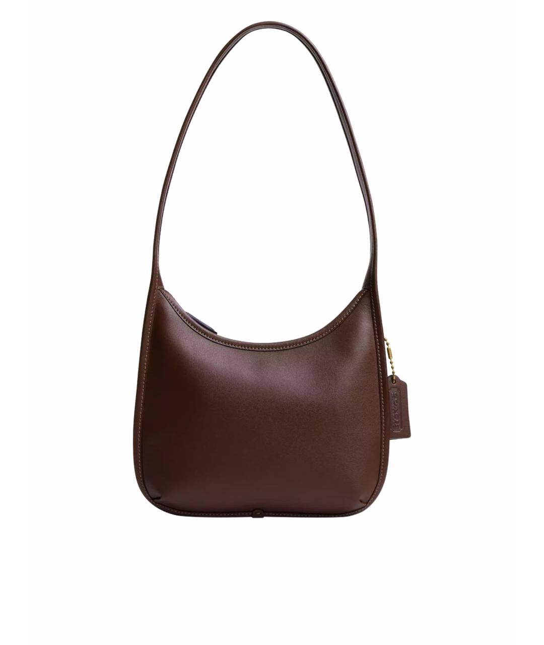 COACH Коричневая кожаная сумка с короткими ручками, фото 1