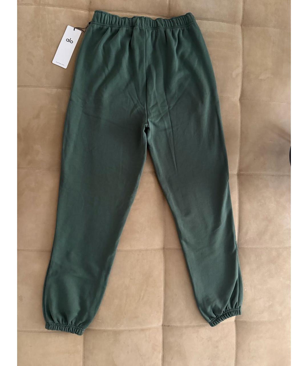 ALO YOGA Зеленые хлопковые спортивные брюки и шорты, фото 2