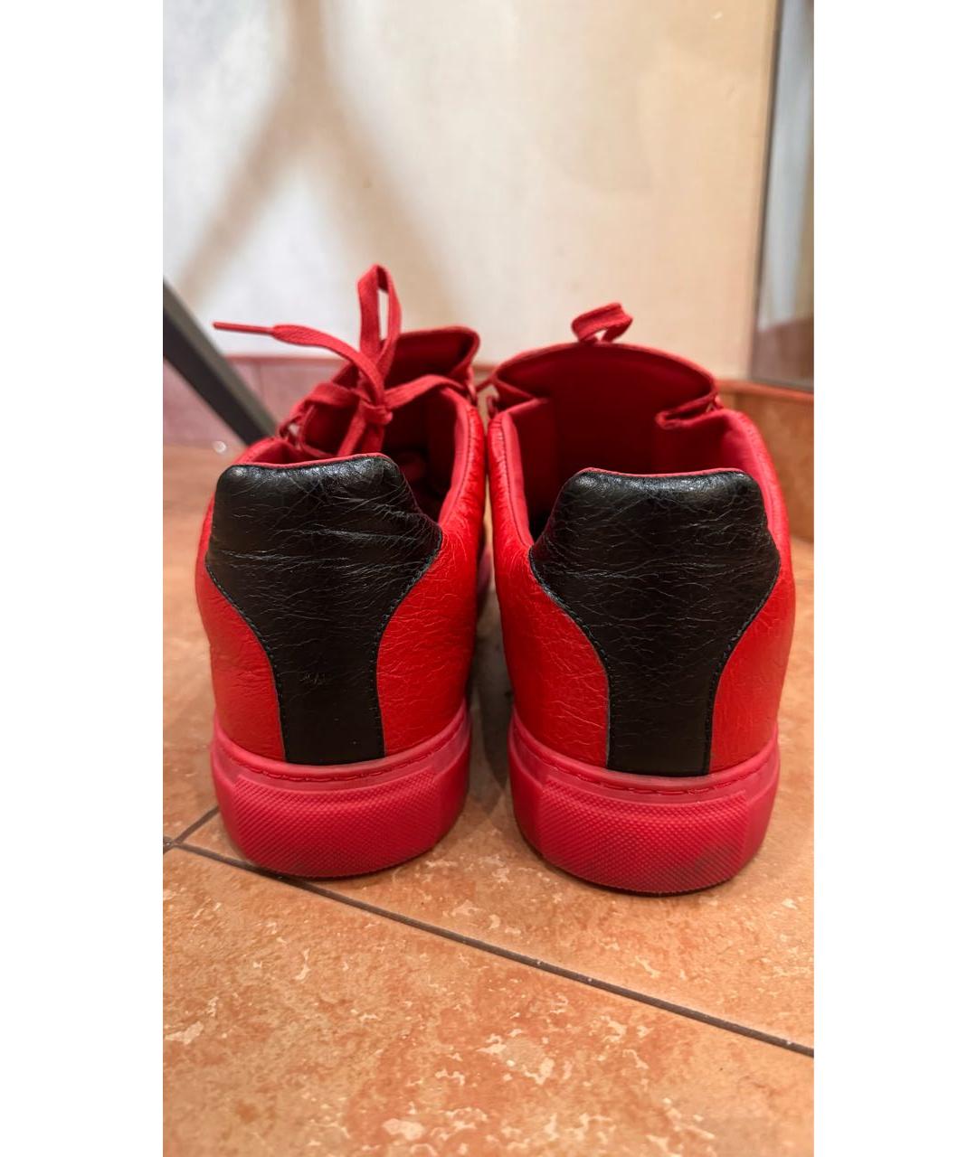 BALENCIAGA Красные кожаные низкие кроссовки / кеды, фото 4