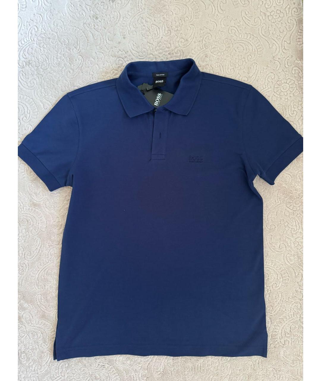 HUGO BOSS Темно-синее хлопковое поло с коротким рукавом, фото 7