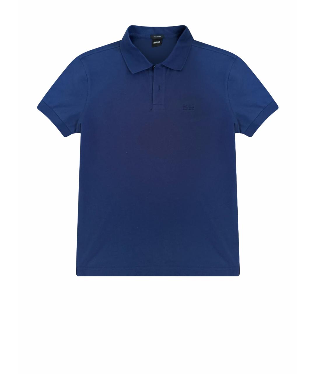 HUGO BOSS Темно-синее хлопковое поло с коротким рукавом, фото 1