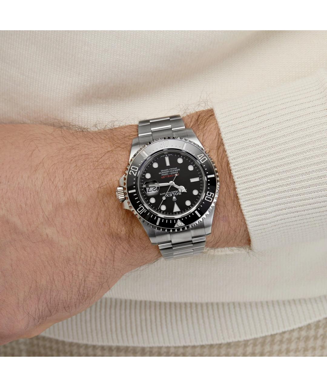 ROLEX Черные металлические часы, фото 5