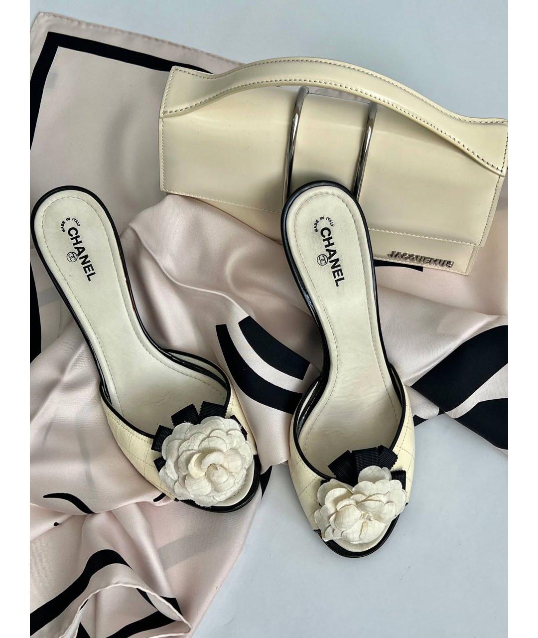 CHANEL Белые кожаные мюли, фото 5