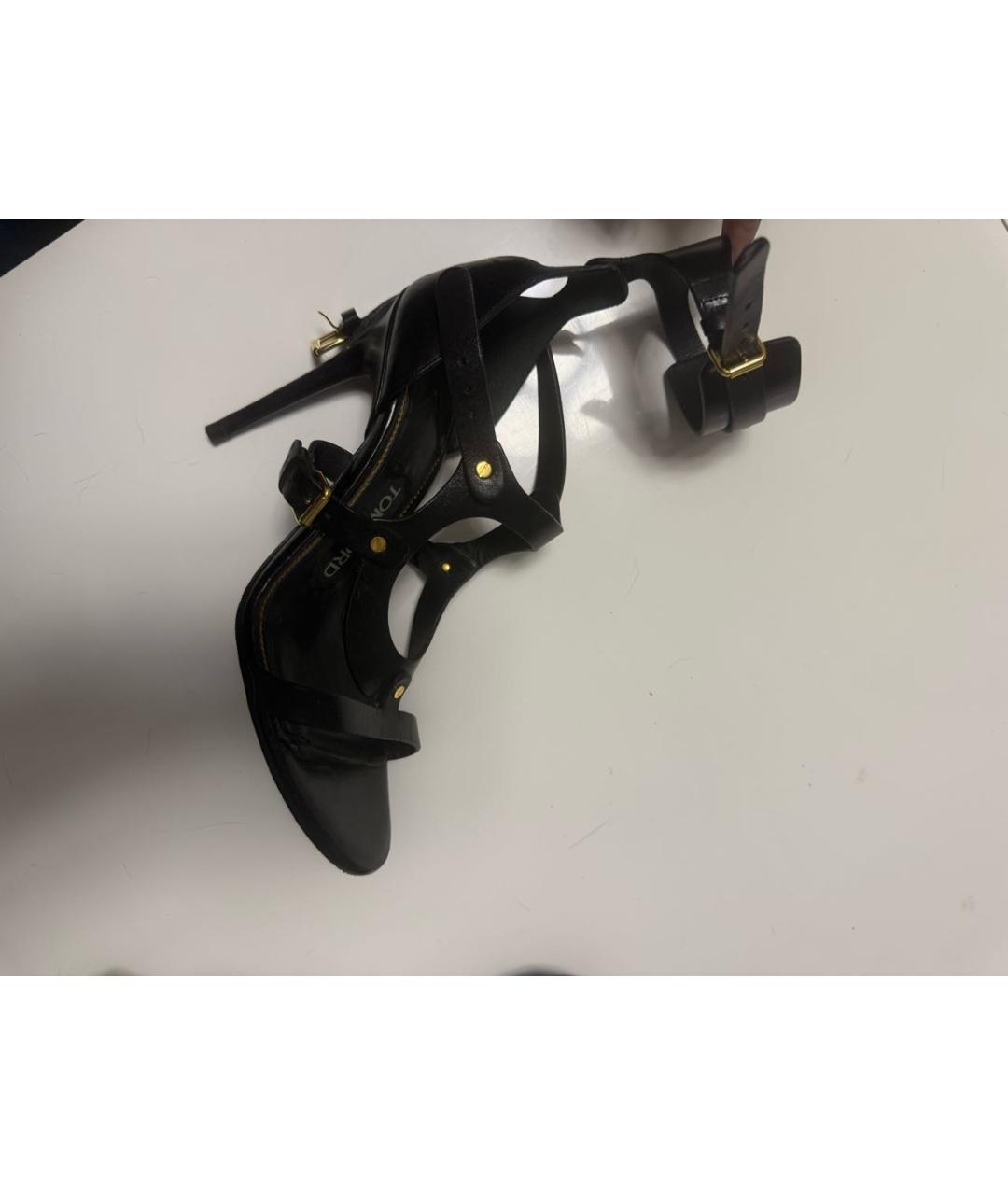 TOM FORD Черные кожаные босоножки, фото 6