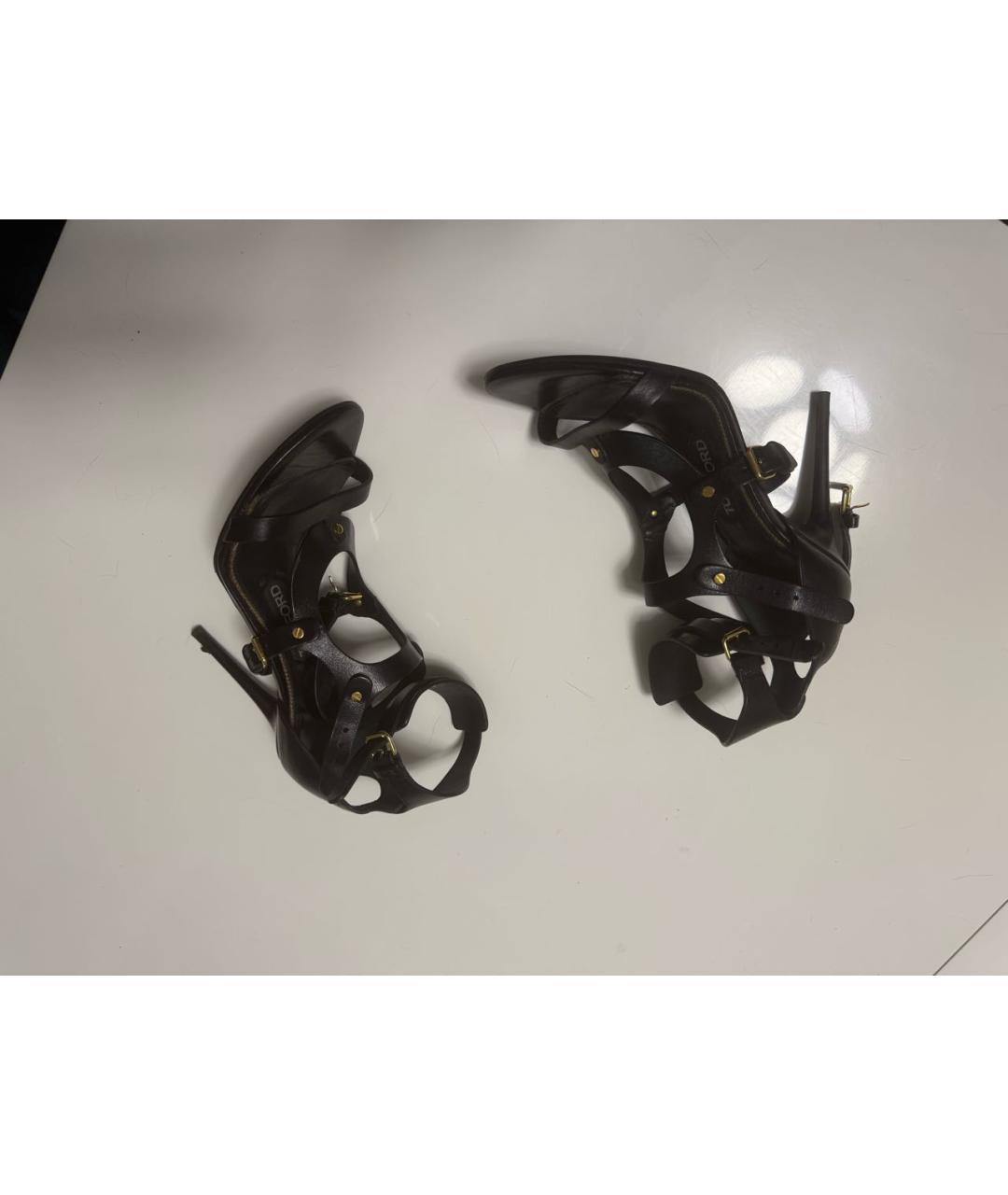 TOM FORD Черные кожаные босоножки, фото 5