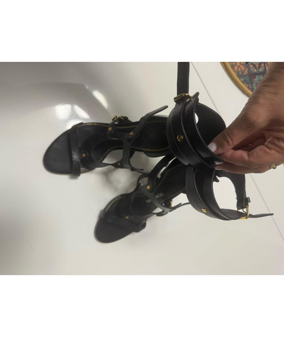 TOM FORD Черные кожаные босоножки, фото 3