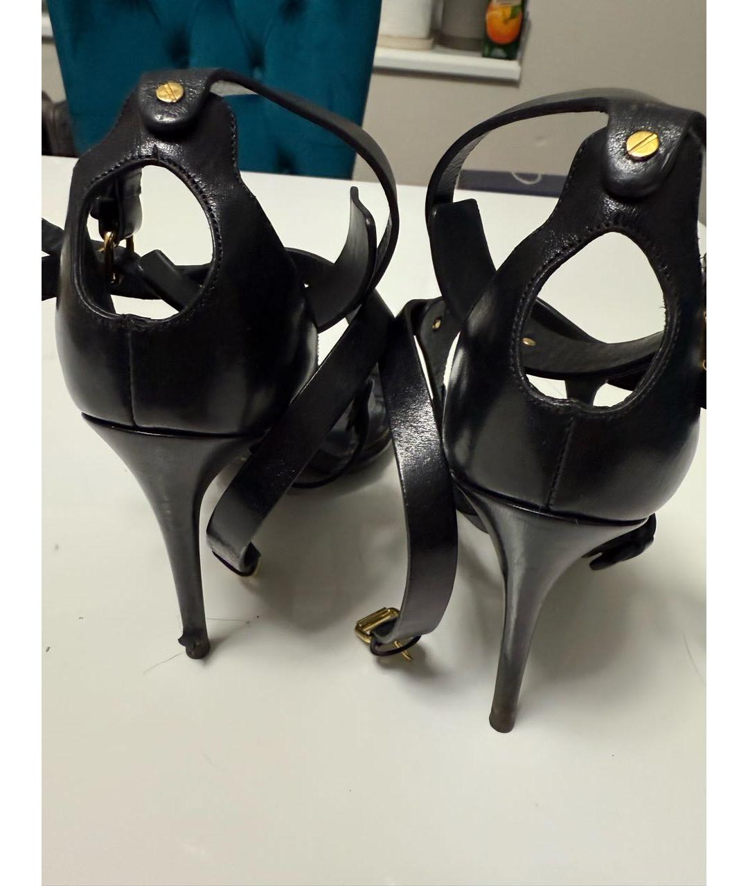 TOM FORD Черные кожаные босоножки, фото 4