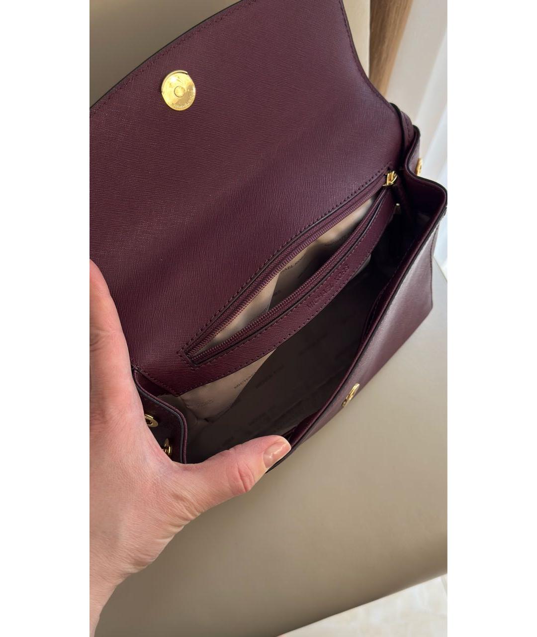 MICHAEL KORS Бордовая кожаная сумка с короткими ручками, фото 4