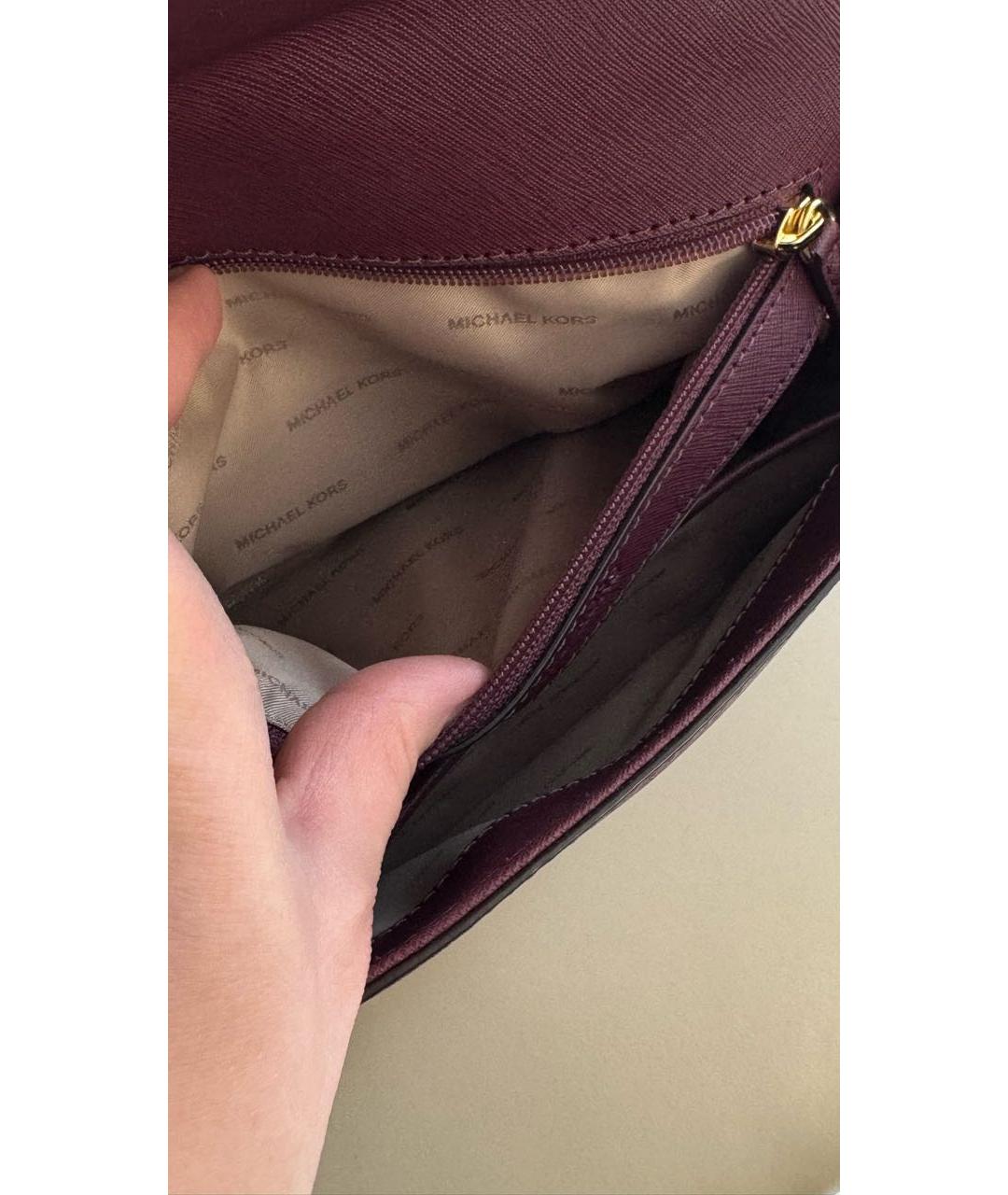 MICHAEL KORS Бордовая кожаная сумка с короткими ручками, фото 8