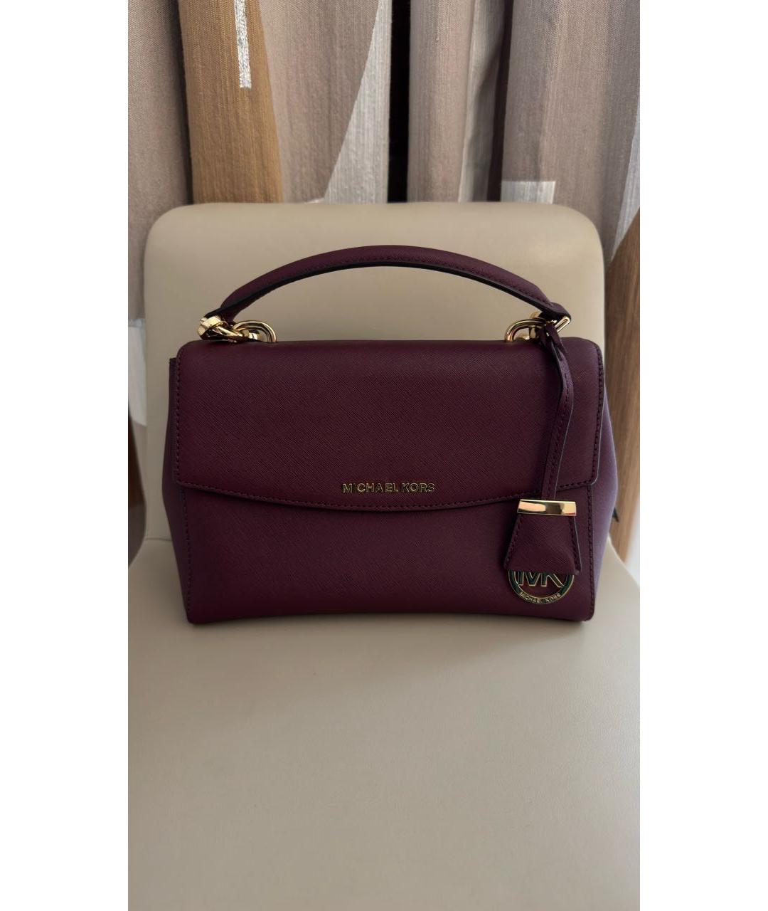 MICHAEL KORS Бордовая кожаная сумка с короткими ручками, фото 9