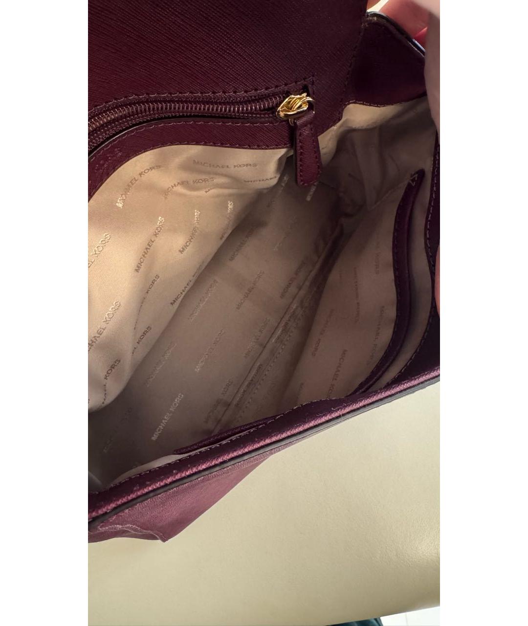 MICHAEL KORS Бордовая кожаная сумка с короткими ручками, фото 6