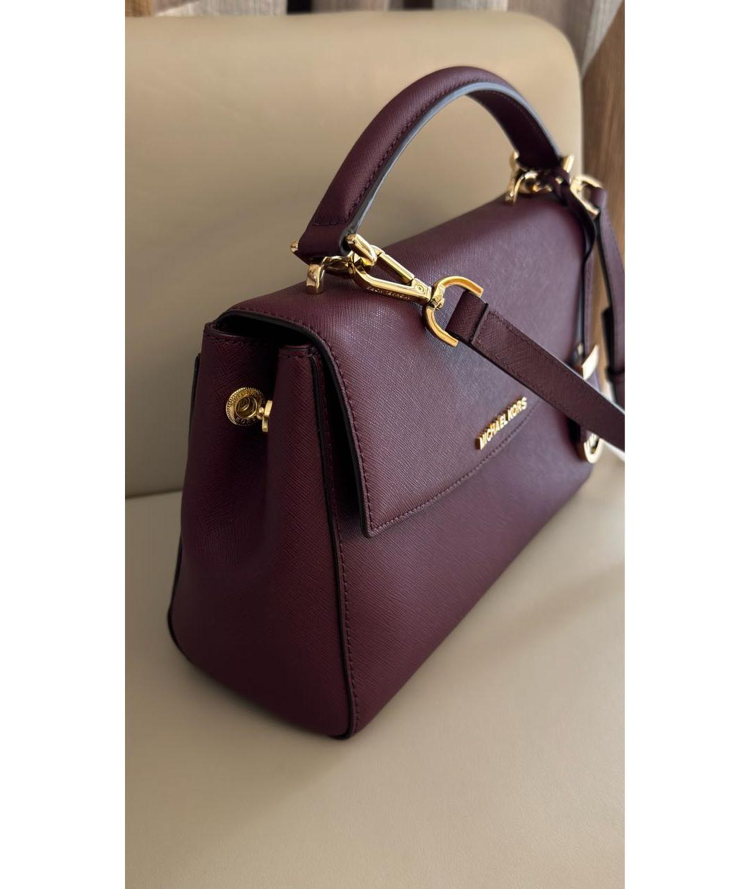 MICHAEL KORS Бордовая кожаная сумка с короткими ручками, фото 2