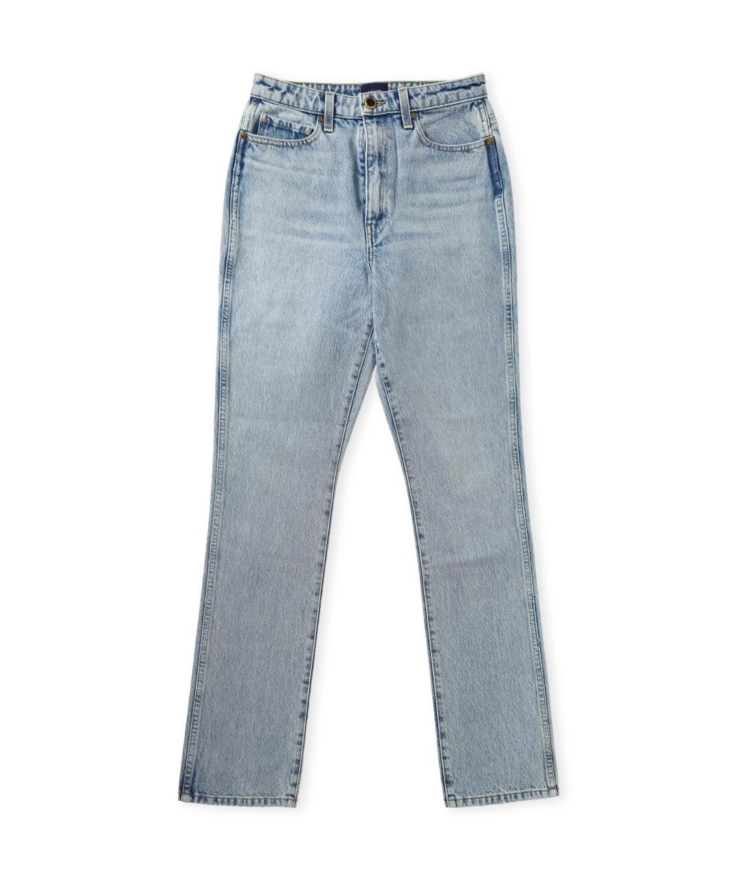 KHAITE Голубые хлопковые прямые джинсы, фото 3