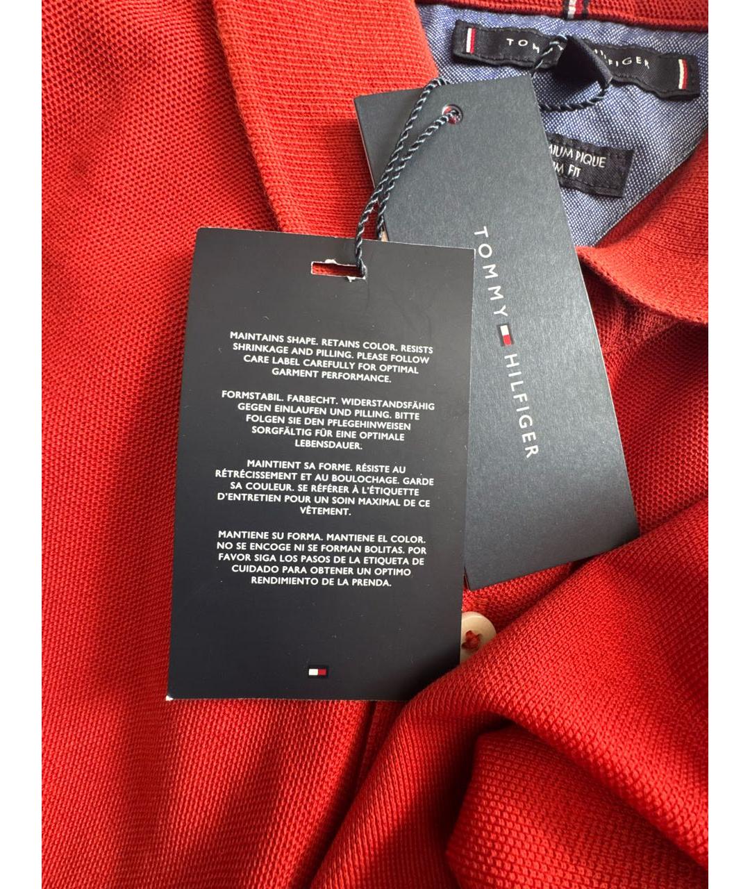 TOMMY HILFIGER Красное хлопковое поло с коротким рукавом, фото 6