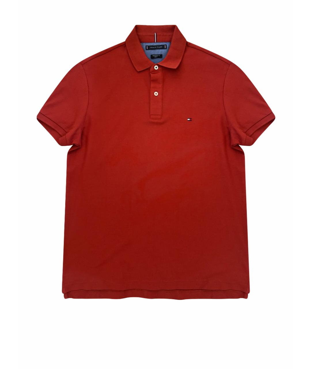 TOMMY HILFIGER Красное хлопковое поло с коротким рукавом, фото 1