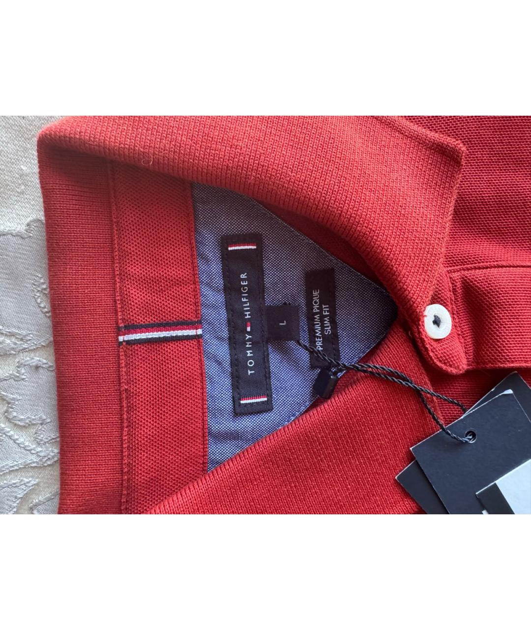 TOMMY HILFIGER Красное хлопковое поло с коротким рукавом, фото 3