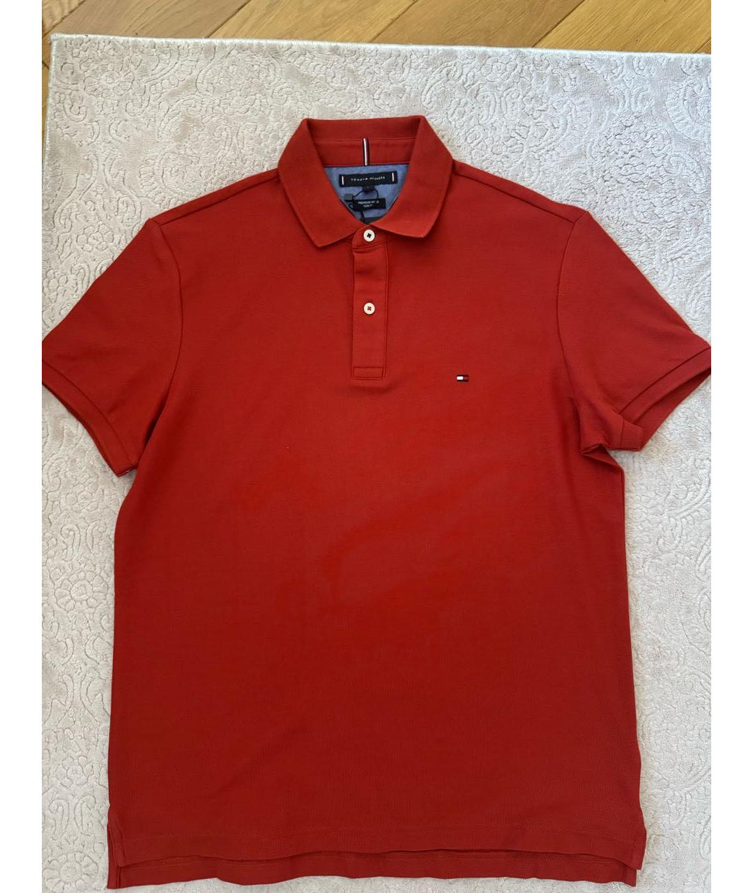 TOMMY HILFIGER Красное хлопковое поло с коротким рукавом, фото 7