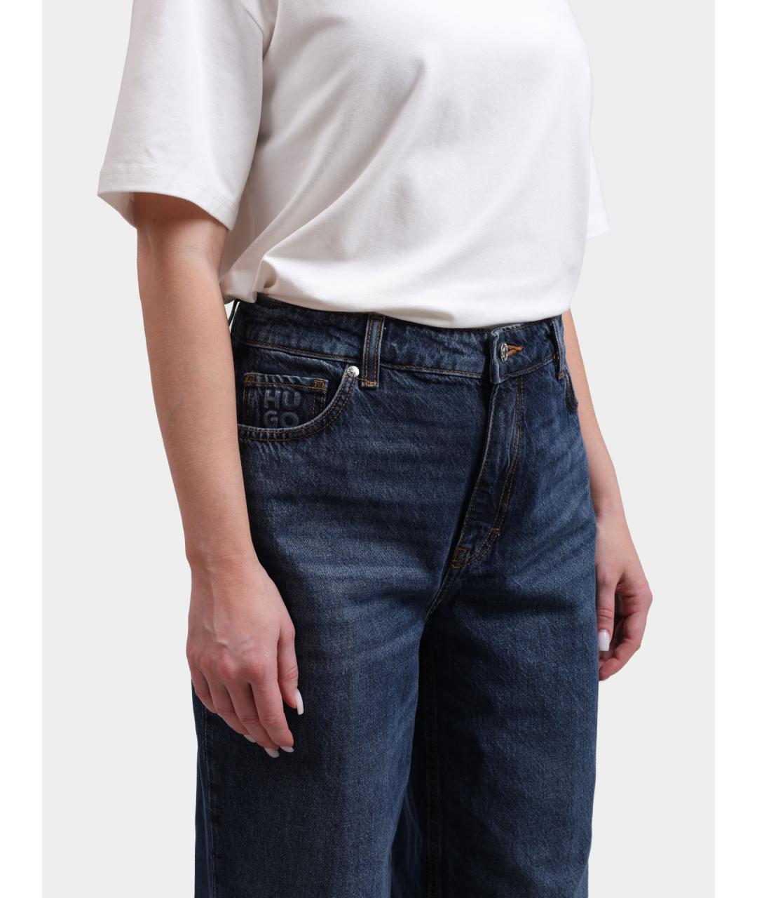 HUGO Синие хлопковые прямые джинсы, фото 4