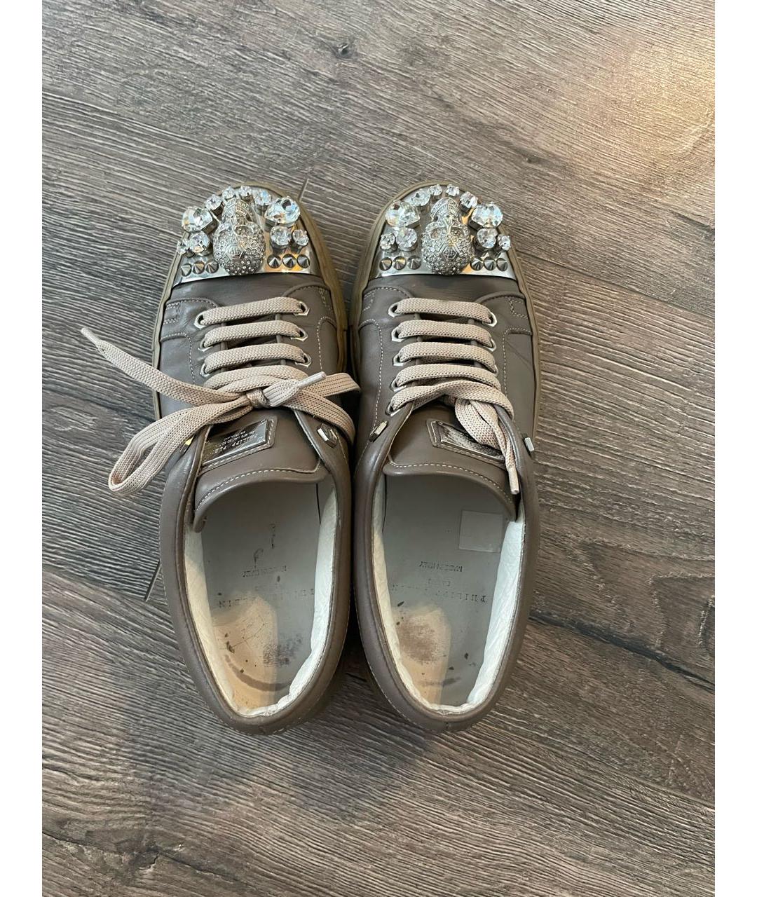 PHILIPP PLEIN Коричневые кожаные ботинки, фото 3