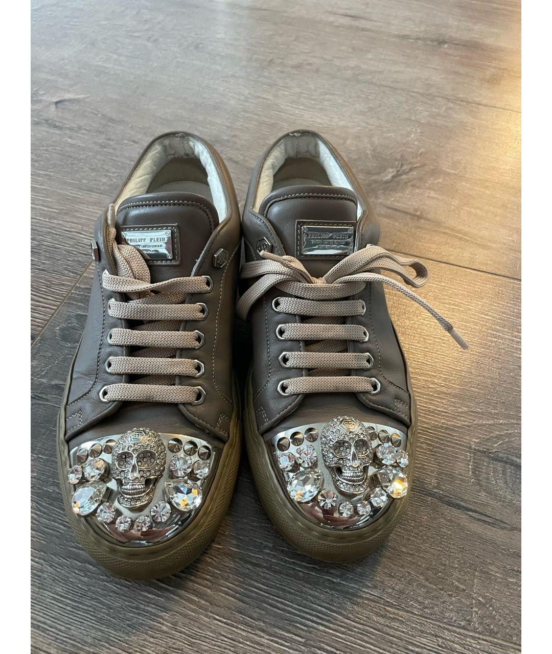 PHILIPP PLEIN Коричневые кожаные ботинки, фото 2