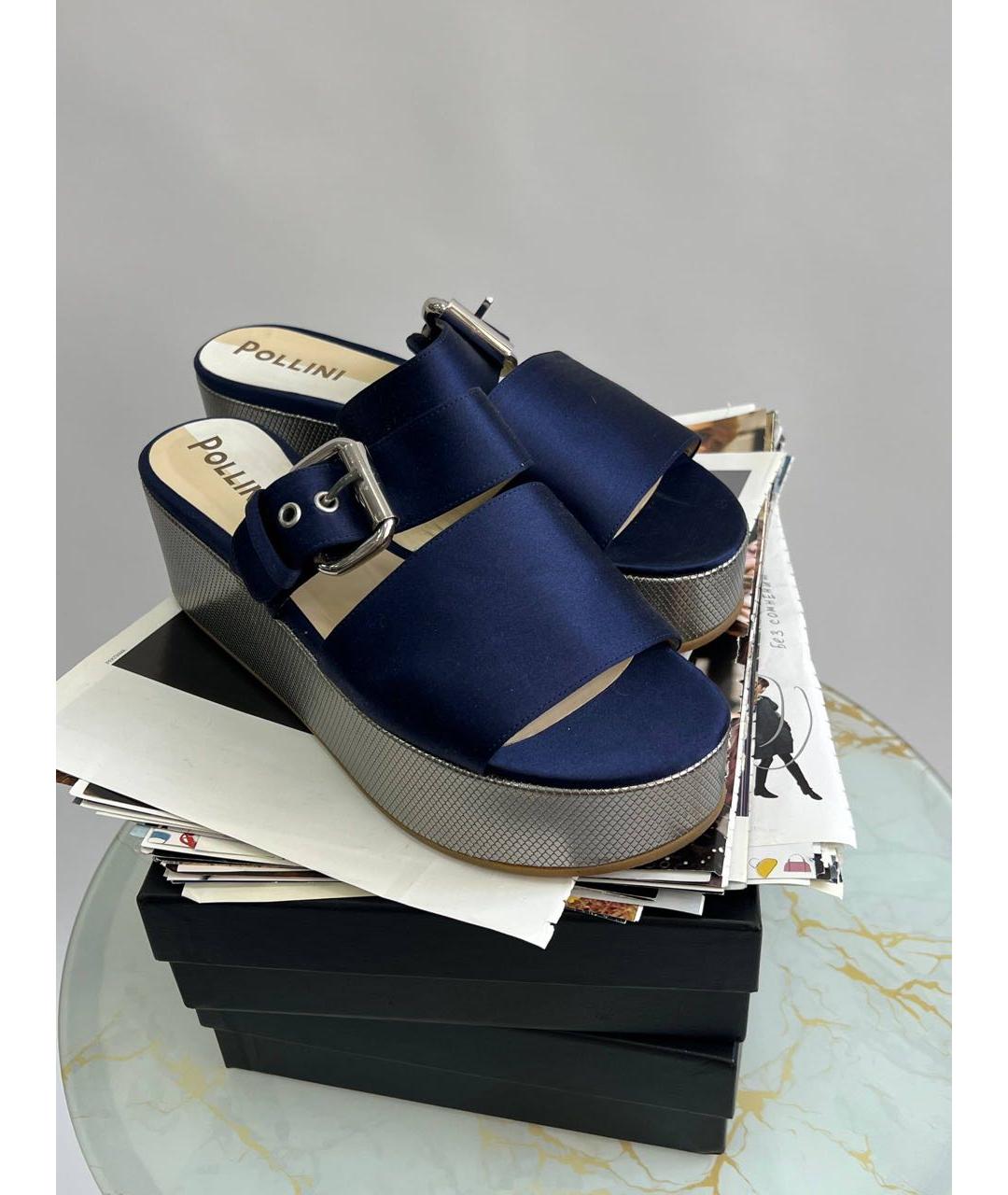 POLLINI Синие текстильные мюли, фото 8