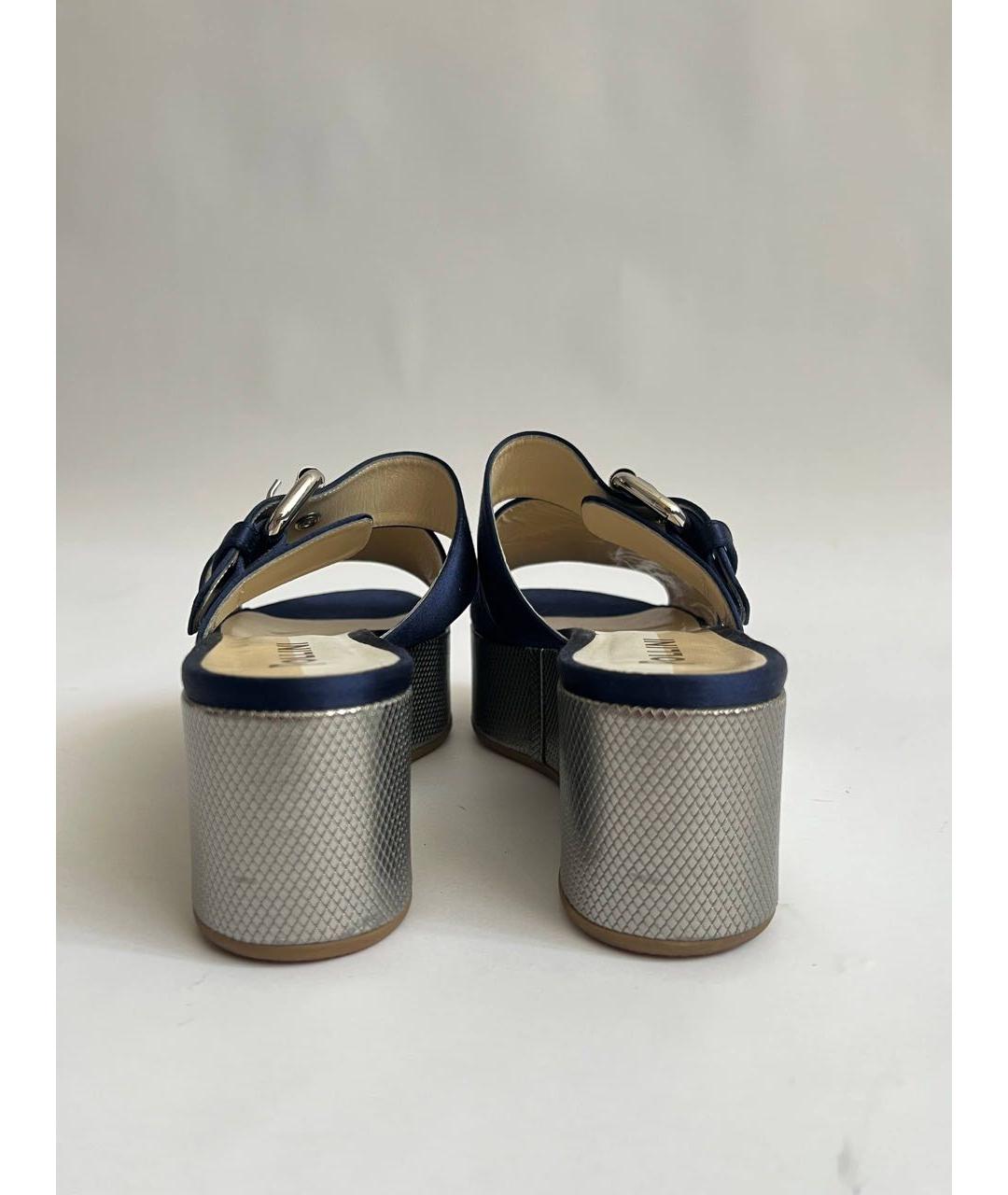 POLLINI Синие текстильные мюли, фото 4