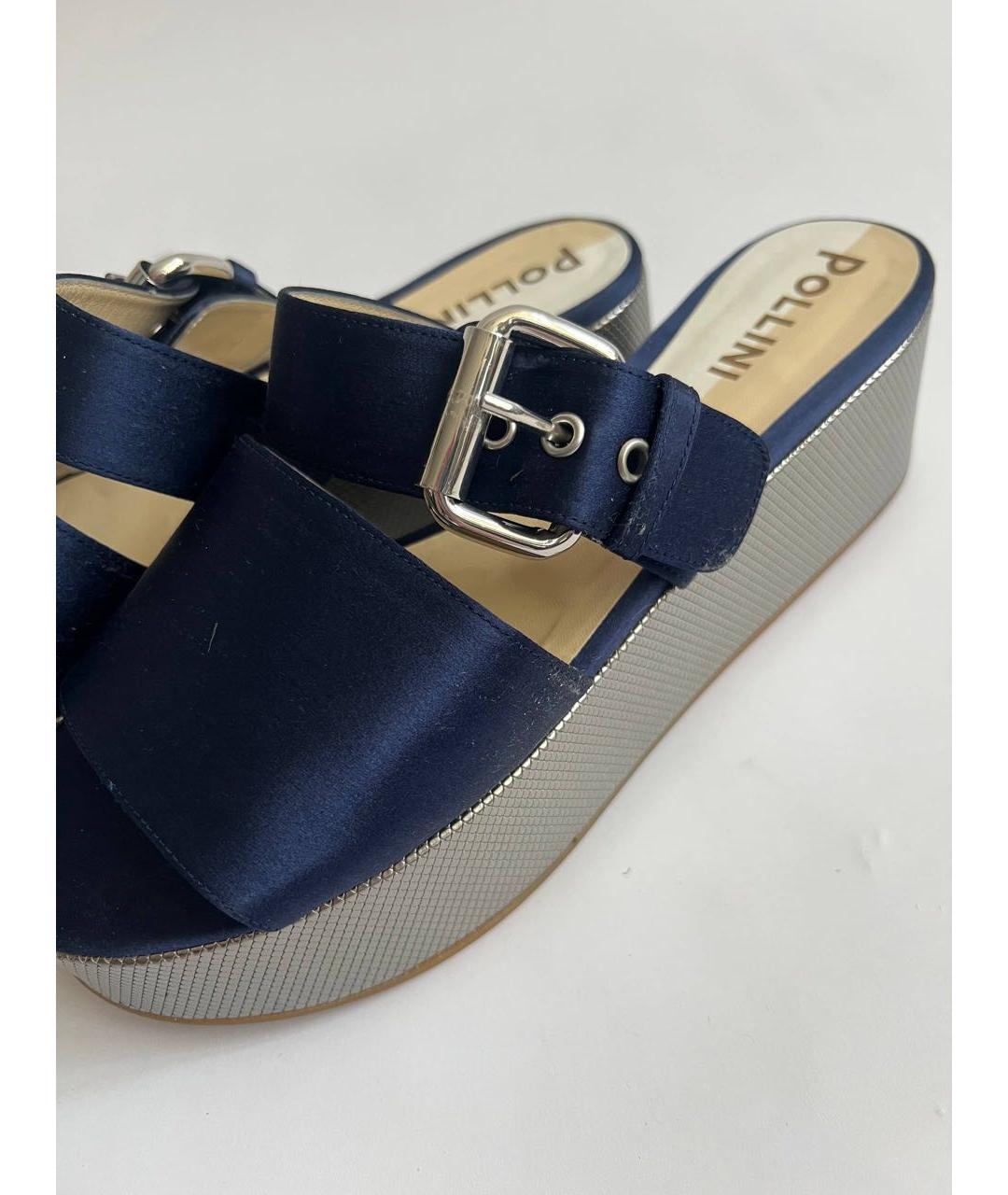 POLLINI Синие текстильные мюли, фото 3