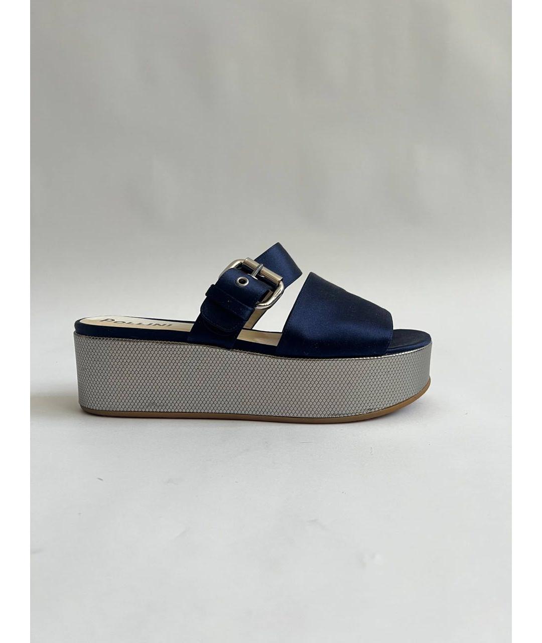 POLLINI Синие текстильные мюли, фото 9