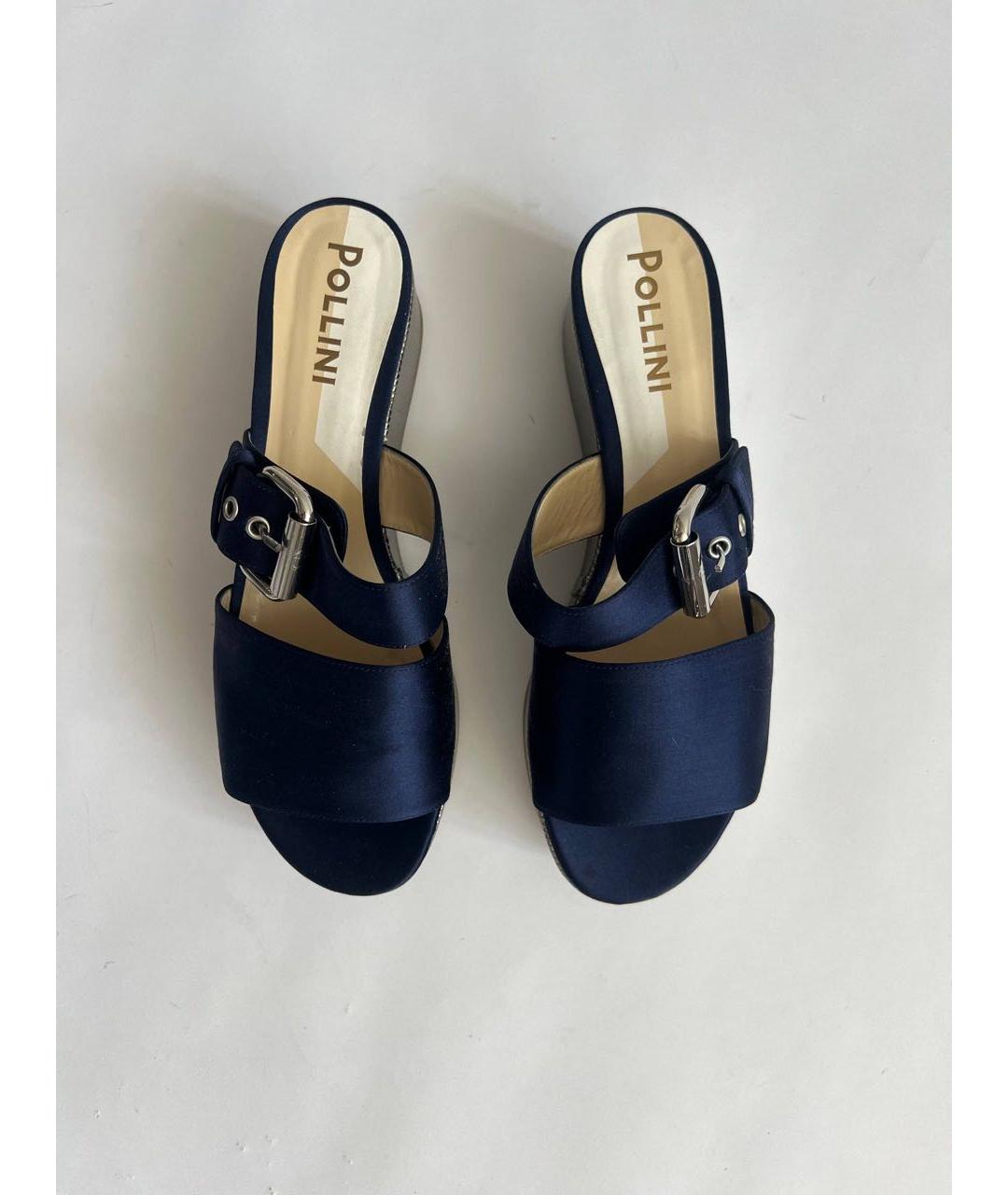 POLLINI Синие текстильные мюли, фото 2