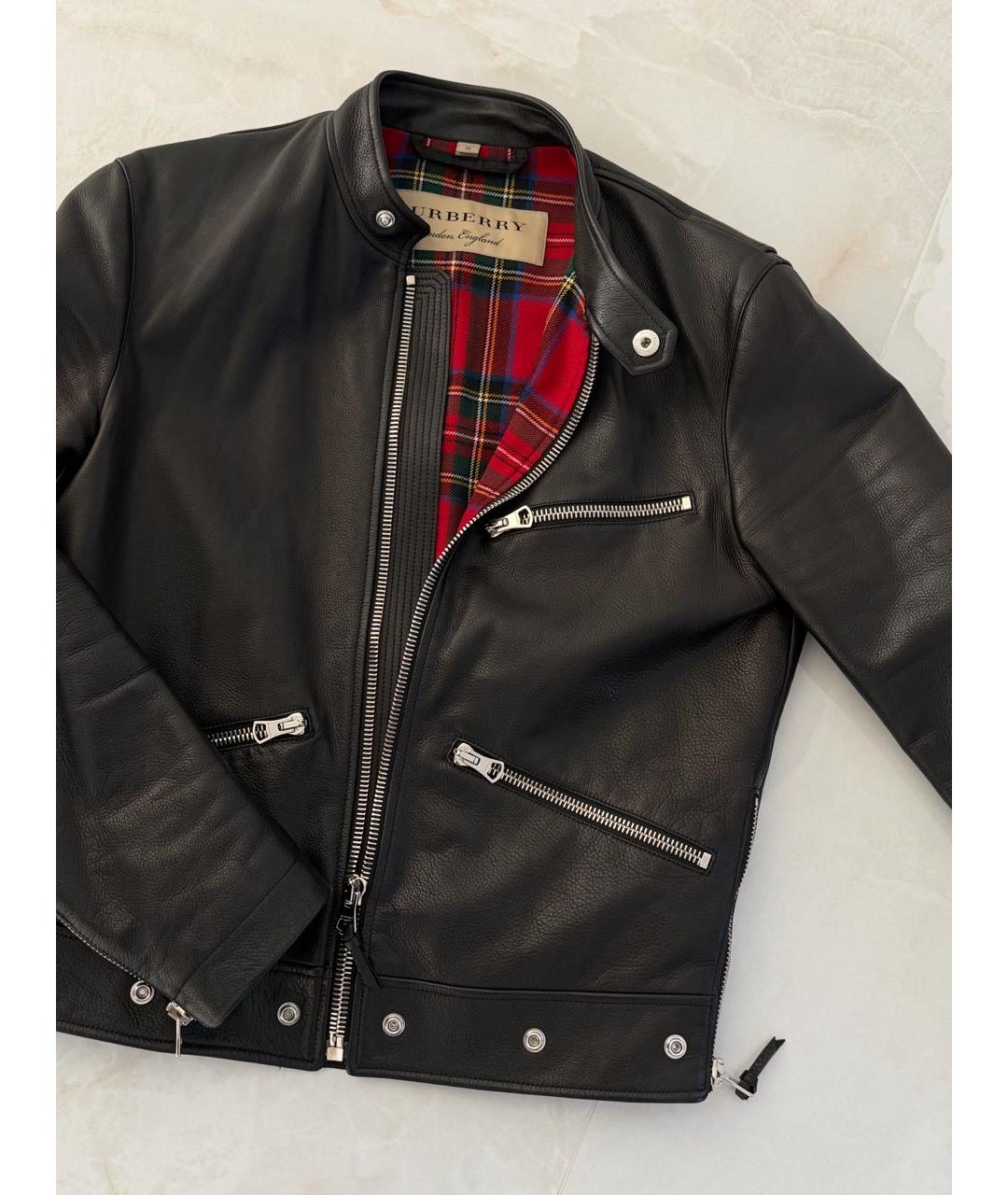 BURBERRY Черная кожаная куртка, фото 7