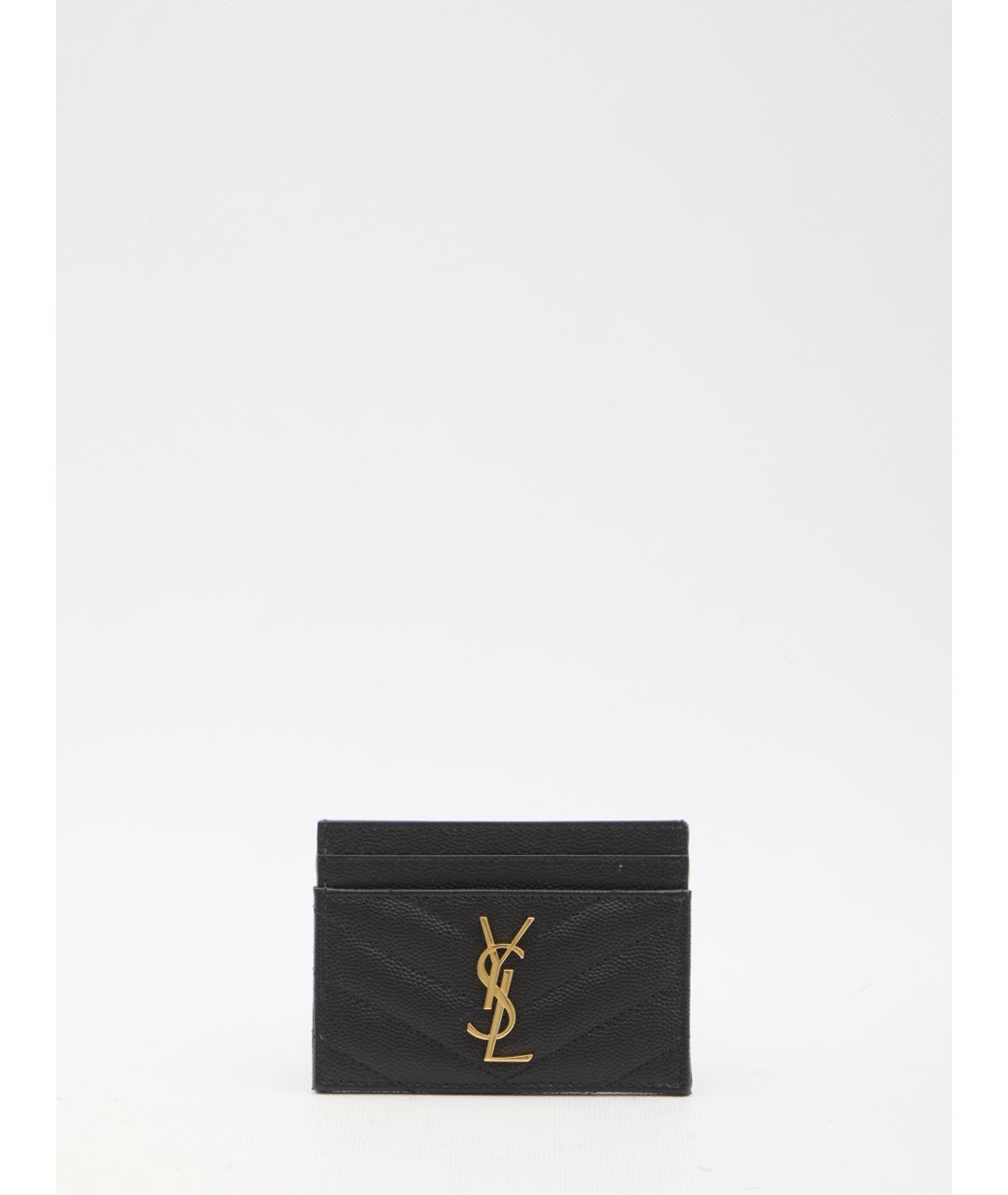 SAINT LAURENT Черный кожаный кардхолдер, фото 4