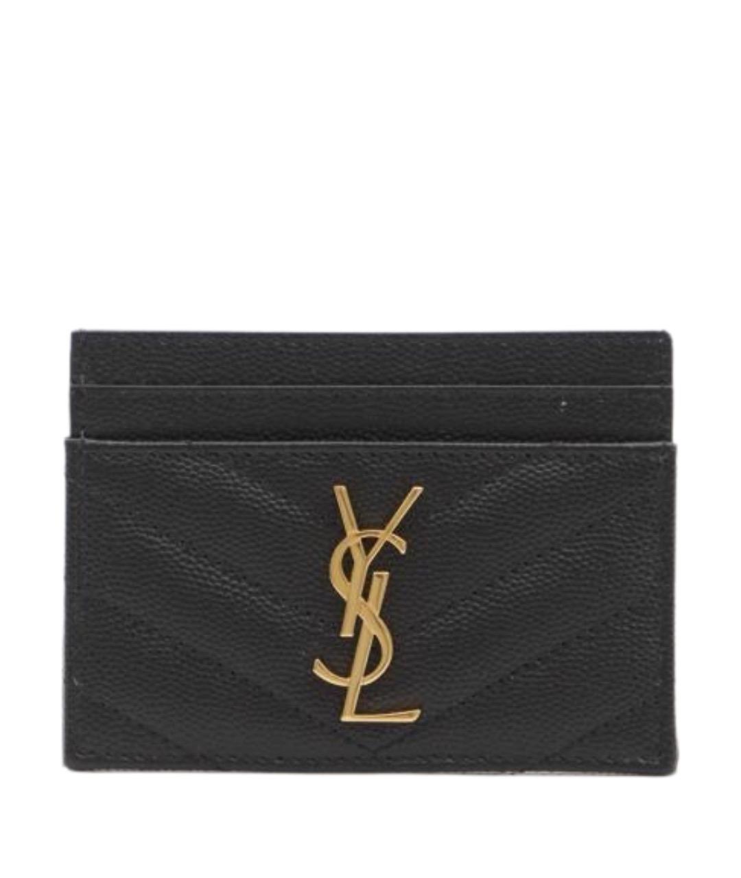 SAINT LAURENT Черный кожаный кардхолдер, фото 1