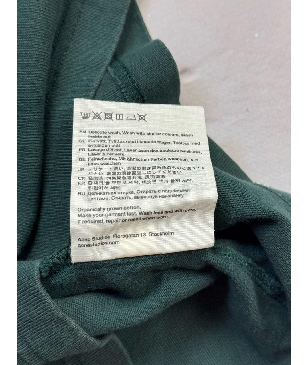 ACNE STUDIOS Зеленая хлопковая футболка, фото 8