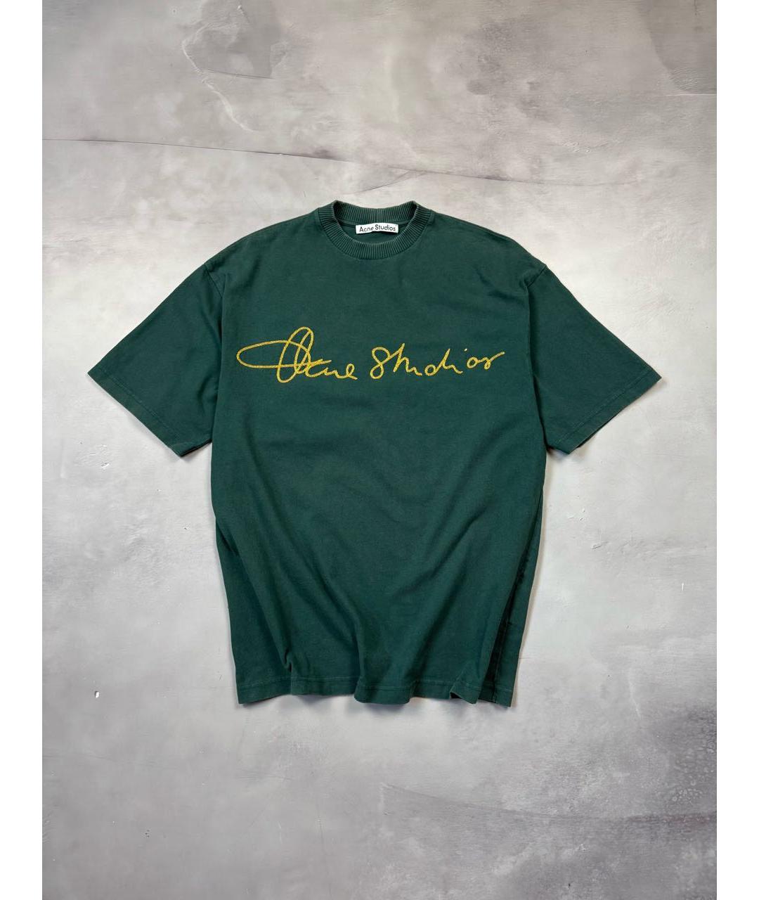 ACNE STUDIOS Зеленая хлопковая футболка, фото 9